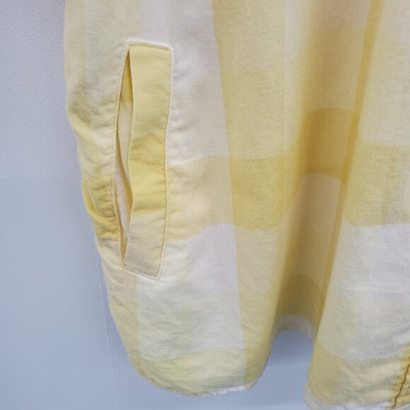 L.L.Bean Womens L Yellow White Plaid Cotton Button Up Shirt Collared Classic - Picture 5 of 16
